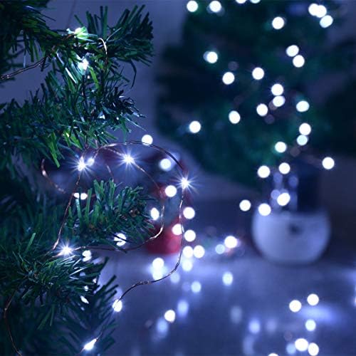 Abkshine 4-Pack LED Fairy Lights Battery Operated, Mini Christmas Lights, Bright White LED Light for Crafts Decor, Bedroom, Parties, Wedding, Centerpiece, Xmas Tree Decorations (5m, 50 led,Cool White)