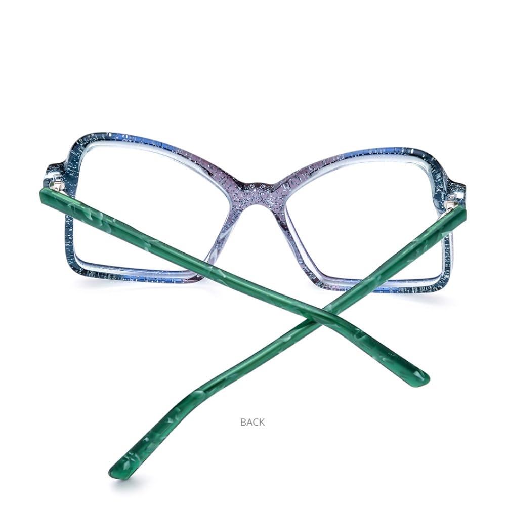 MUTYNE Mehrfarbige Acetat-Brillengestelle für Damen, Supergröße, Cat-Eye-Brillen, Brillen