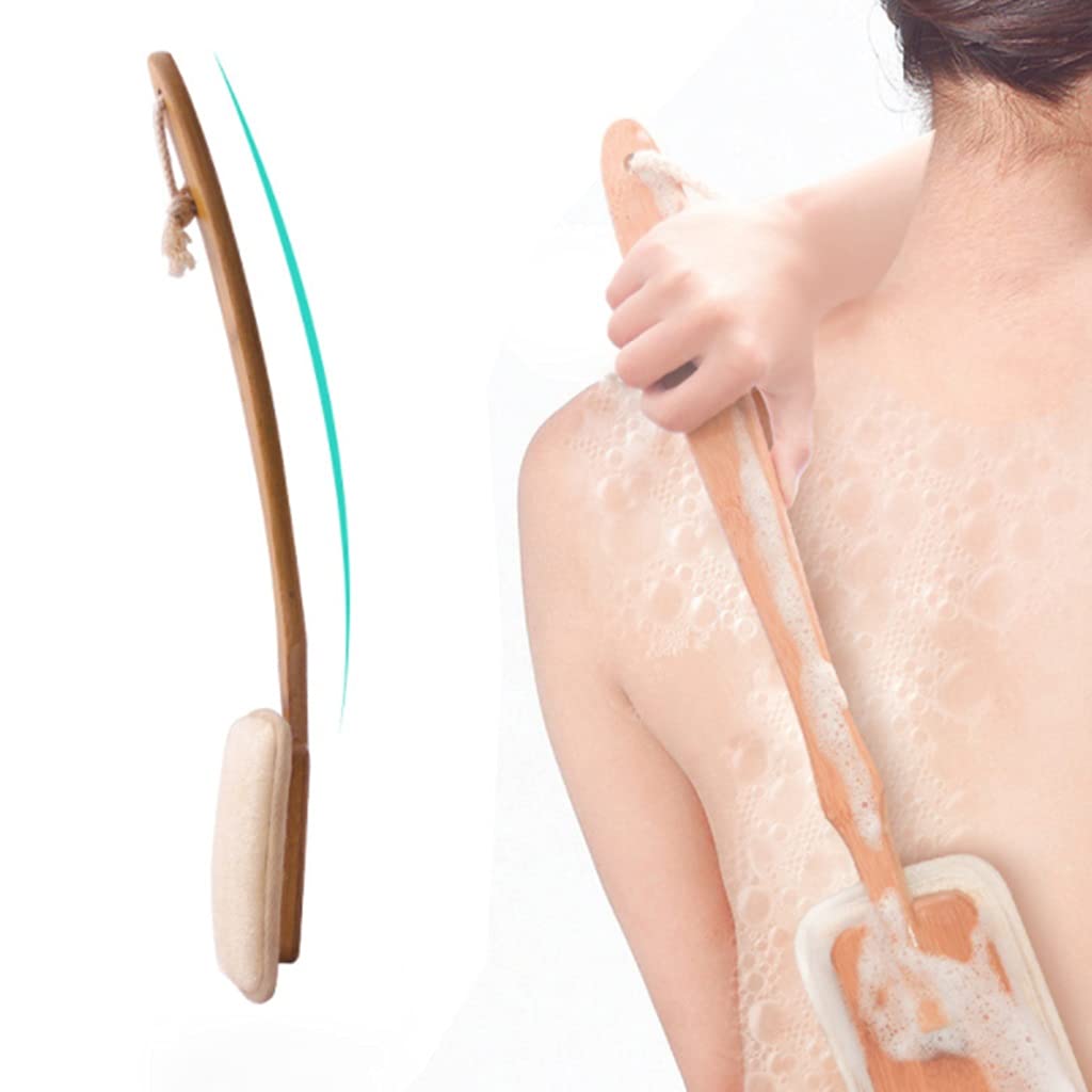 Abnehmbare Duschbürste Mit Langem Griff, Ergonomische Kurbel-Badebürste Für Peeling, Haushalts-Rückenschrubber Aus Luffa-Material(19.7inches*2)