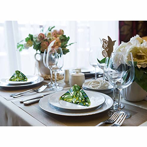Mxocom Large Green Leaf Cloth Napkins Set Of 4 Tropical Palm Tree Nature Summer Art Bright Oil Painting Vividly Dinner Napkins Washable For Home, Parties, Weddings And Banquet 18 X 18 Inch #TOP5