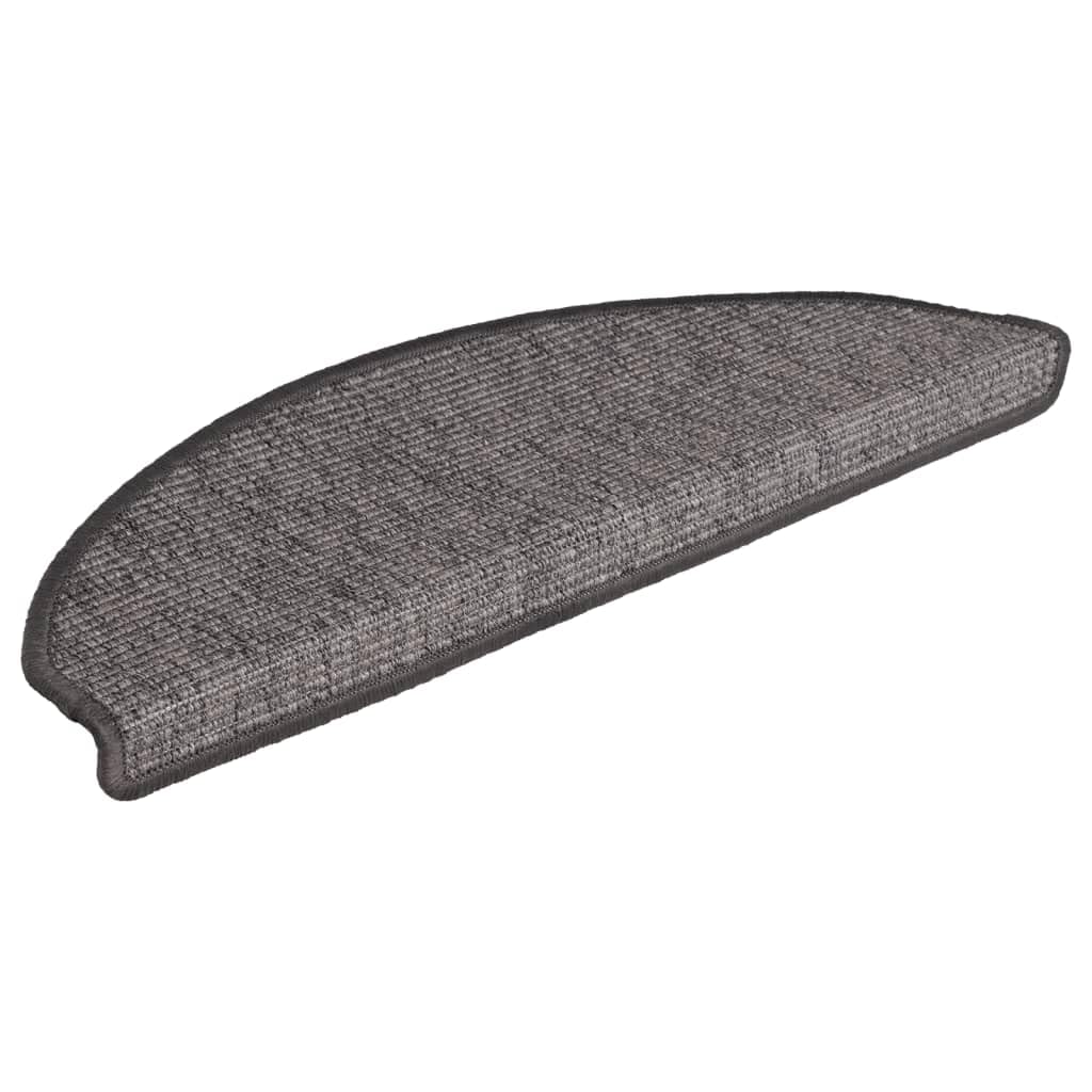 Lot de 15 tapis d'escalier 65 x 21 x 4 cm beige et gris semi-circulaires, grands, antidérapants, autocollants, pour un maintien sûr et une réduction du bruit
