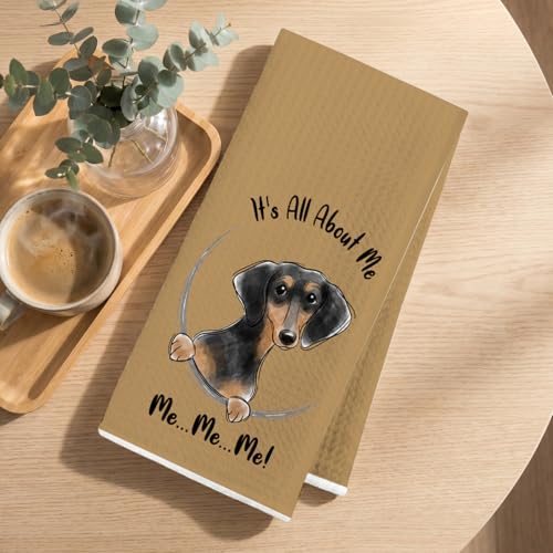 Image of Funny Dachshund Kitchen Towels 24x14 Inch, Dachshund Gifts Reusable Dish Towels for Kitchen Bathroom Decor, Waffle Weave Absorbent Tea Towel, Cute Weiner Dog Gifts for Women Mom Friend Girls