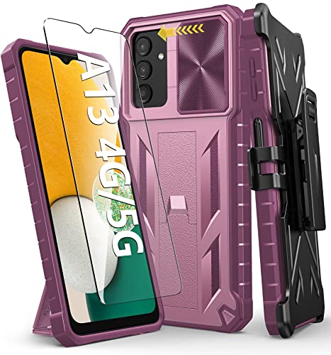 Case for Samsung Galaxy A13 5G: Rugged Protective A13 Cell Phone Cover with Kickstand Clip Holster Stand | Shockproof Bumper Textured Matte Design Military-Grade Heavy Duty Drop Protection - Blue