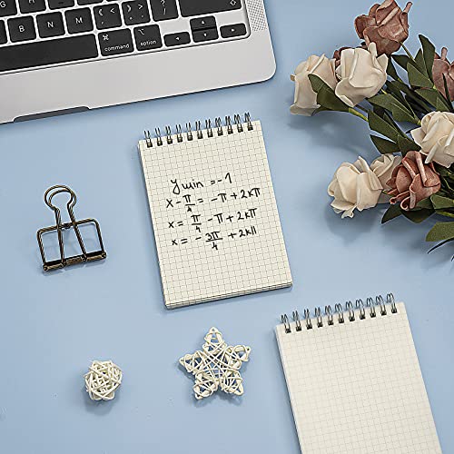 Rhuyoshn Small Spiral Notebooks Steno Pads Wirebound Memo Notepads, Moisture Resistant Pp Cover, B6 Size, 4" X 6", 3 Pads/Pack, 68 Sheets/Pad(Grid) #TOP3