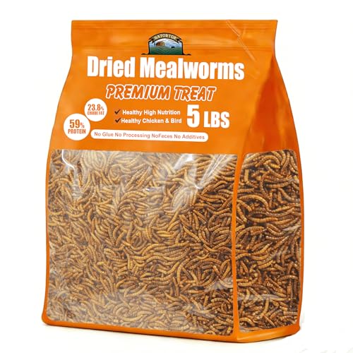 HATORTOP 5LB Dried Mealworms, Non-GMO Meal Worms for Chickens &