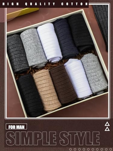 8 Pairs Dress Socks for Men Size 10-13 Cotton Crew Socks Bulk Business Casual Socks Gifts for Men Dad Grandpa3