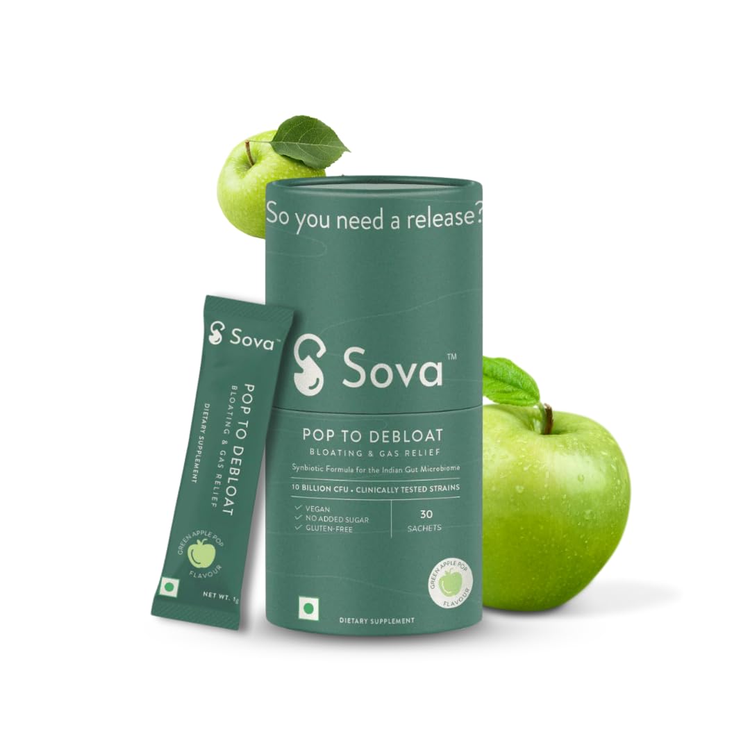 Sova Pop To Debloat for Men & Women | Prevent Gassiness, Bloating and Discomfort | Clinically Researched Prebiotics, Probiotics & Digestive Enzymes | 10 Billion CFUs | 30 Vegan Sachets - 1 Month Supply (B0C6XR1RKK) Amazon Price History, Amazon Price Tracker