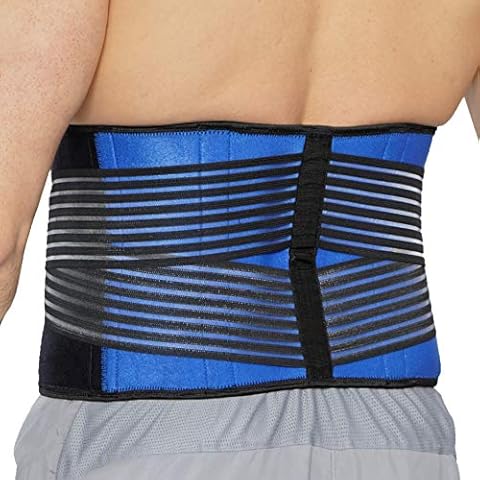 NeoTech Care Neoprene Back Brace for Optimal Support and Pain Relief - Adjustable Compression Belt for Lumbar Stability - Comfortable and Breathable Lower Back Support (Blue, Size S) Cover