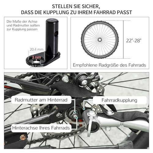 HOMCOM Fahrradanhänger Lastenanhänger Belastbarkeit max. 40 kg Transportanhänger Handwagen Lasten-Fahrradanhänger Weiß+Schwarz Stahl Oxford 140 x 77 x 65 cm