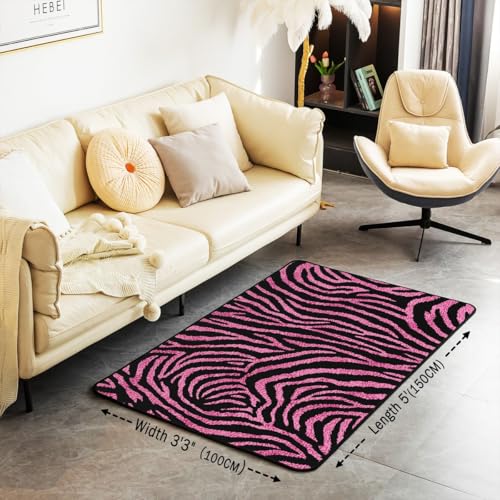 Tapete decorativo Castle Fairy Zebra 5x6'6'' rosa y negro miniatura 3
