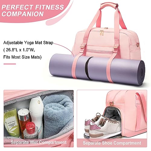 Sports Gym Bag for Women, Travel Duffle Bag with Shoe Compartment2