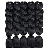RN BEAUTY #1B Crochet Braiding Hair 5pcs/lot Jumbo Braiding Hair Extensions 24 Inch Synthetic Hair For Braiding High Temperature Fiber Afro Crochet Twist Weave Hair (Black Color)
