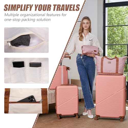 Cosbarn Luggage Sets 5 Piece Suitcases with Wheels, Suitcase Set ABS Hard Case Luggage with TSA Lock Spinner Wheels Durable Travel Luggage(Black, 5-Piece Set(20"/24"/28")) image 2