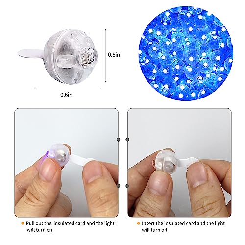 Image of Aogist 100Pcs Blue Balloon Lights with Hook,Long Standby Time,Waterproof Mini Light for Birthday Party Wedding Christmas Halloween Easter Decorative (Steady)