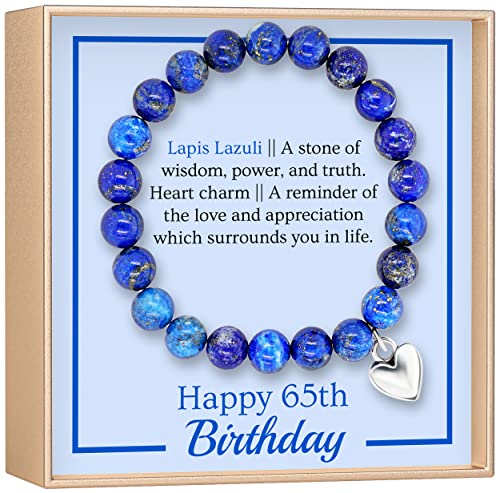 Olgas Gems 65Th Birthday Milestone Bracelet & Meaningful Message Card For Women - Beautiful And Sentimental Birthday Gifts For 65 Year Old Woman Made With Natural Lapis Lazuli Stones #TOP17