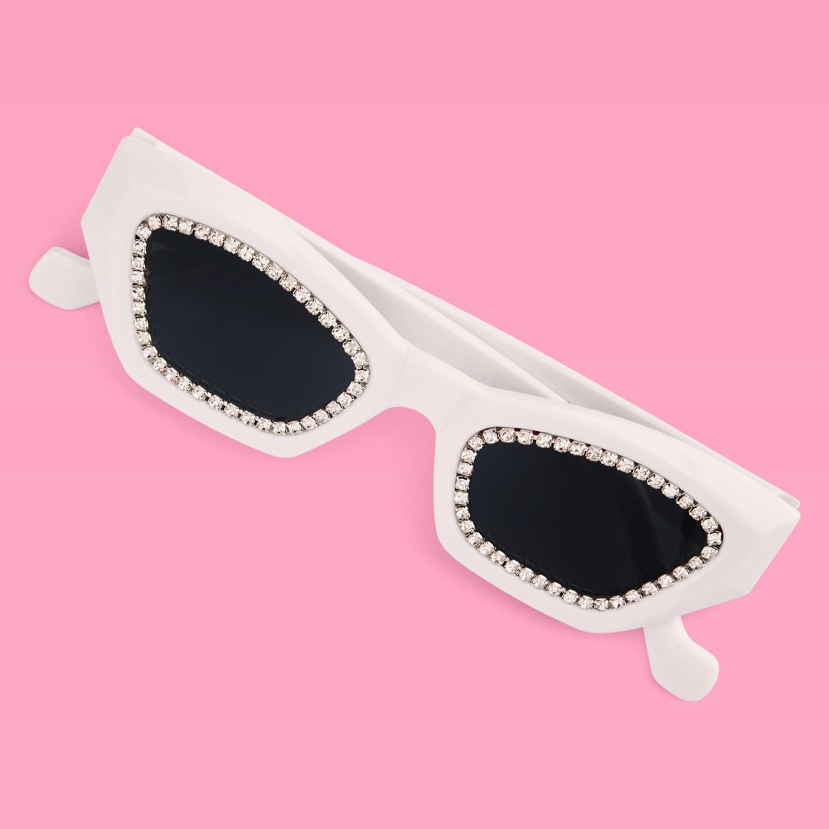 xo, Fetti White Rhinestone Cat Eye Sunglasses | Bachelorette Party Sunnies, Birthday Girl Decorations, Bridal Accessory, Y2k Supplies, Bridesmaid