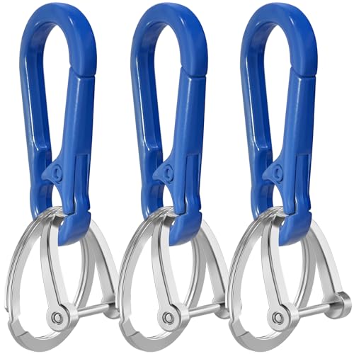 Image of Zinc Alloy Key Chain 3 Packs Keychain Keyring Organizer Key Ring Holder Clip for Men and Women (Dark Blue), Small
