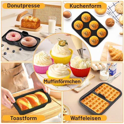 21PCS Ninja Heißluftfritteuse Zubehör, Airfryer Zubehör für Ninja Foodi Max Dual Zone AF400EU, AF400EUCP, SL400EU, SL400EUCP 7.6L-9.5L, Silikonform für heißluftfritteuse Air Fryer Accessories