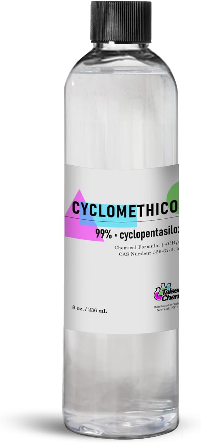 Cyclomethicone Liquid Cyclomethicone Cosmetic Grade for DIY Cosmetic Formulations Gives Feathery, and Silky Texture to the Skin and Makes it Very Smooth (8 Ounce / 236 mL)