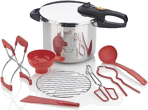 Zavor DUO 8-pc Pressure Canning Set - Pressure Cooker 10 Quart w/Complete Pressure Cooker Canning Kit, including Wide Mouth Canning Funnel, Canning Rack & 5 other Essential Canning Tools