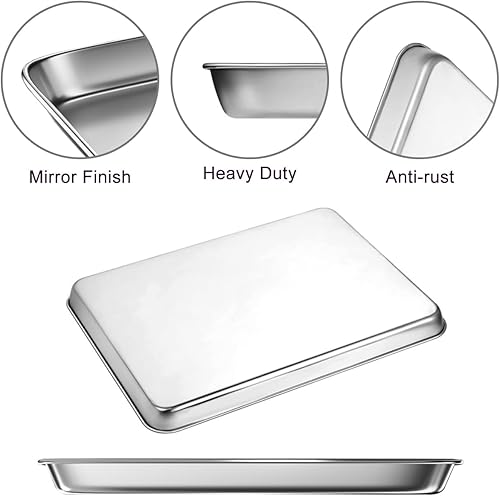 Miniatura 3 de Bandeja para hornear con rejilla de alambre, bandeja de horno tostadora de acero inoxidable, 12 x 9 x 1 pulgadas