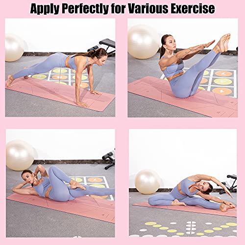 سجادة يوجا من هيروي بخطوط محاذاة مضادة للانزلاق مع شنطة حمل، سجادة لياقة بدنية للتمرين والبيلاتس، الطول 72 إنش × العرض 24 إنش × السمك 0.24 إنش، للنساء والرجال والمبتدئين