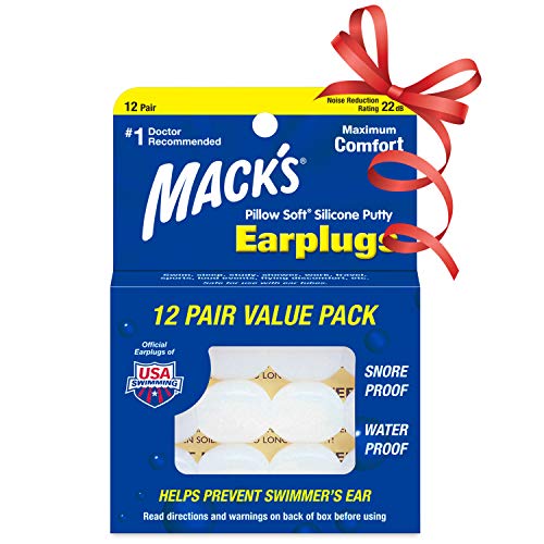 Mack's Pillow Soft Silicone Earplugs - 12 Pair, The Original Moldable Silicone Putty Ear Plugs for Sleeping, Snoring, Swimming, Travel, Concerts and Studying
