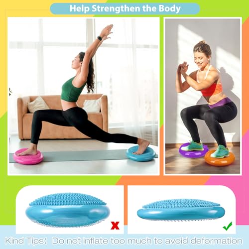 Image of Amylove 6 Pcs Wiggle Seat Inflated Wobble Cushion for Sensory Kid 13 Inch Balance Disc Kids Flexible Seating Exercise Sensory Pad Chair Cushion for Classroom Office School (Bright)