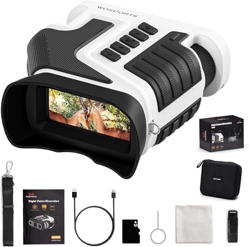 Image of WOSPORTS 4K Night Vision Goggles - up to 80X Total Magnification, 10X Optical + 8X Digital Zoom, 1315FT Vision Range, 5000mAh Rechargeable Battery, Gifts for Men