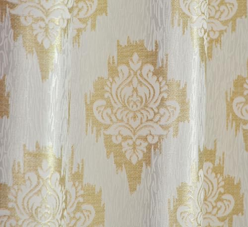 Image of Room Darkening Home Decor Curtains for Living Room, Balcony Doors and Windows Panel, Parda, Eyelets Hanging, Golden, Combo Pack of 2, 4 x 8 Feet