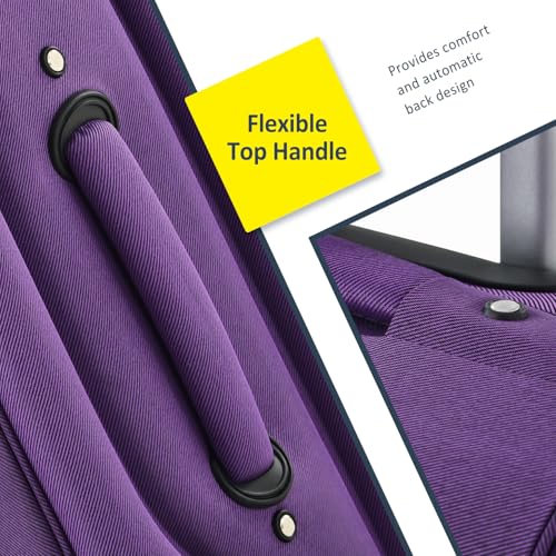 Purple 610D Expandable Spinner Travel Luggage Set with TSA Lock & Easy Access3