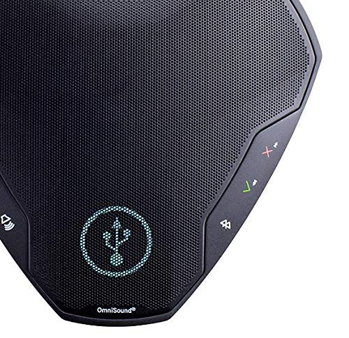 Close-up of Konftel Ego speakerphone controls.