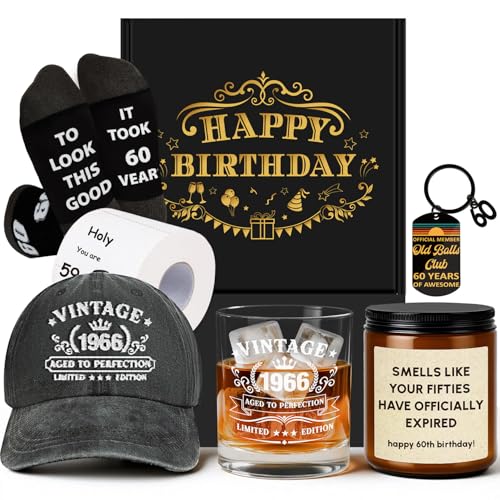 60th Birthday Gifts for Men - Unique Vintage 1966 Men’s Birthday Presents for Him, 60 Year Old Personalized Gifts Ideas for Dad Husband Brother