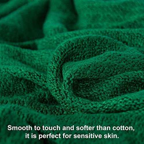 Image of NTBAY Rayon Derived from Bamboo Knit Throw Blanket, 51 x 67, Green | Breathable Cable Knit Throw Made with Rayon Derived from Bamboo, Soft Cooling Bed Throws for Sofa, Bed, Reading, and Travel