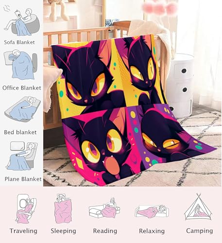 Plaid doux chaton mignon 150x200 couverture microfibre