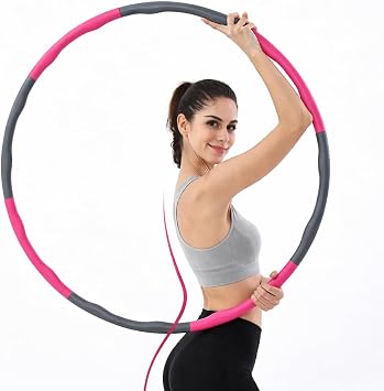 1 KG Weighted Hula Hoop for Adults Fitness Hula Hoop Weight Loss Equipment Hoola Hoops Infinity Exercise Hoops Gym Workout 8 Piece Foam Padded Hoola Ring