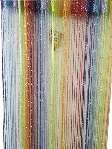 Ave Split Decorative Door String Curtain Wall Panel Fringe Window Room Divider Blind Divider Tassel Screen Home 100Cm*200Cm (Colorful18) #TOP6