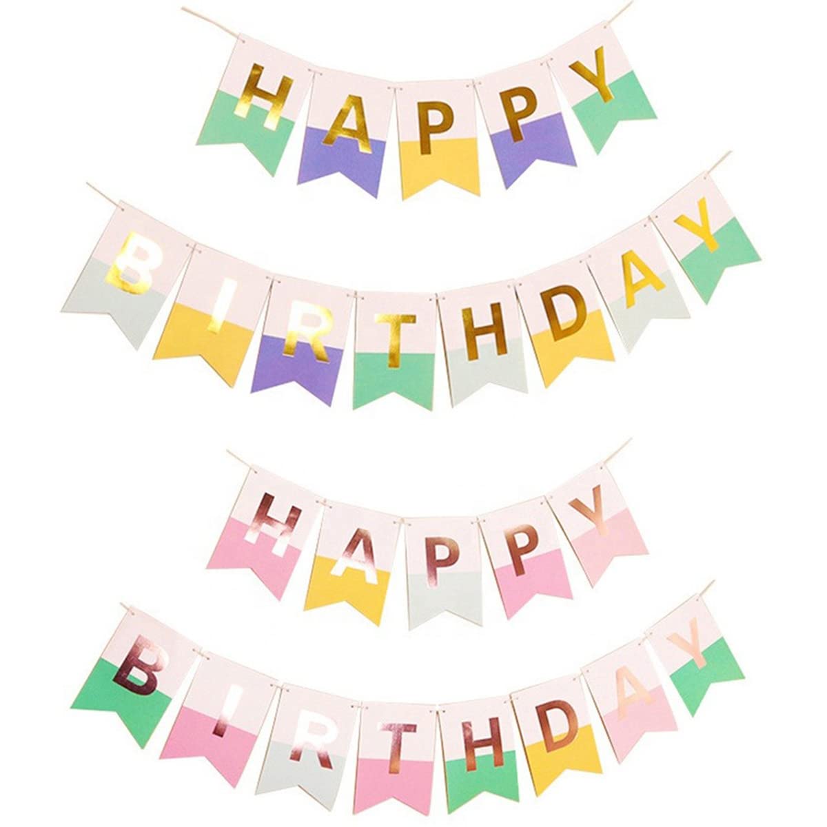 Happy Space - Blue Gold Foil Happy Birthday Banner Double Color Birthday Banner for theme parties, birthday party decoration