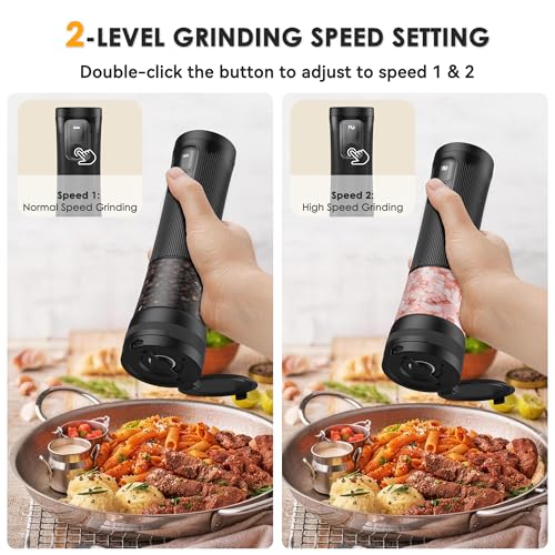 Electric Salt and Pepper Grinder Set, Battery Display & Storage Base, Black by AMOSA - Used condition - Image 4