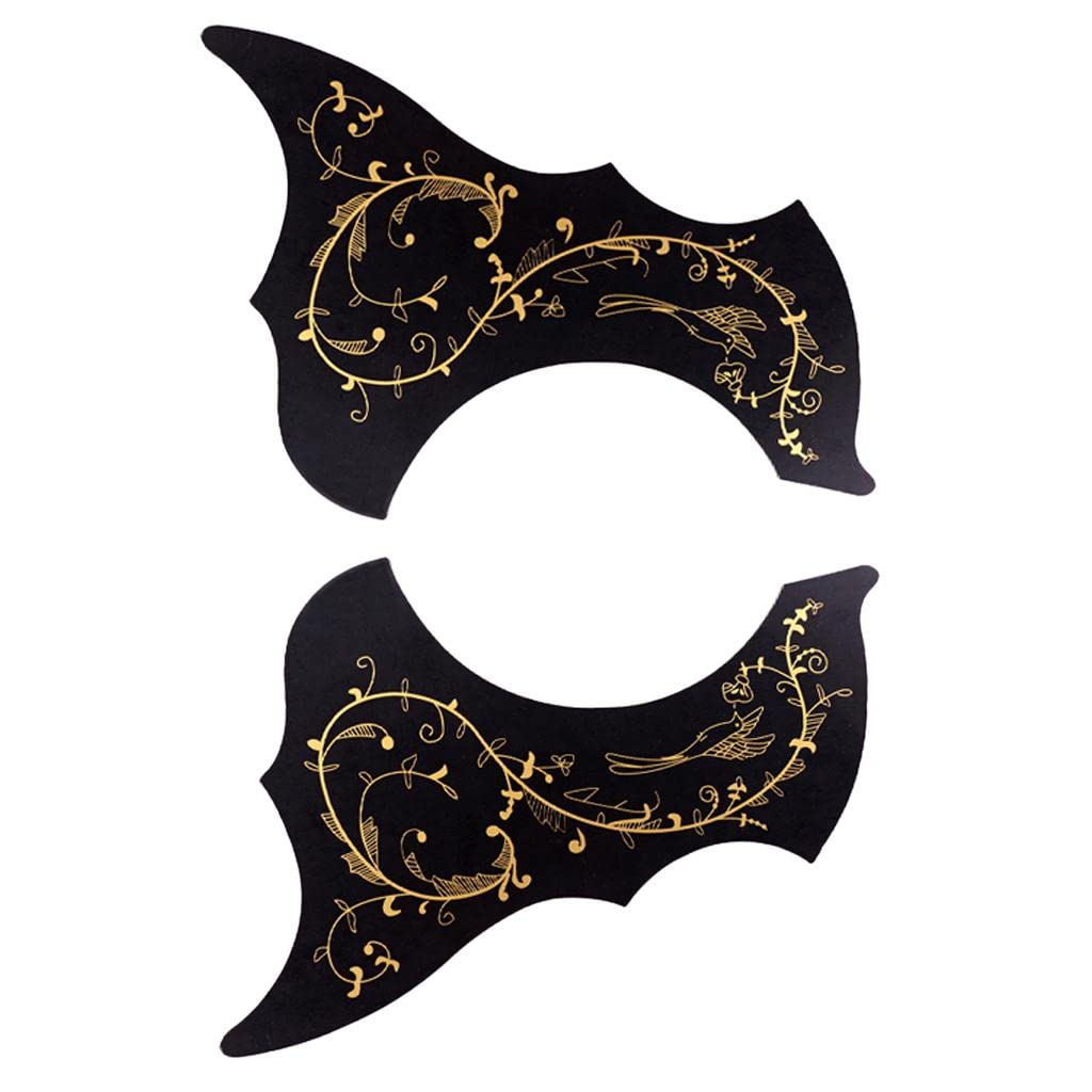 Generic Set of 4 Guitar Pickguards for 40/41inch Acoustic Guitars, 2*Black Gold