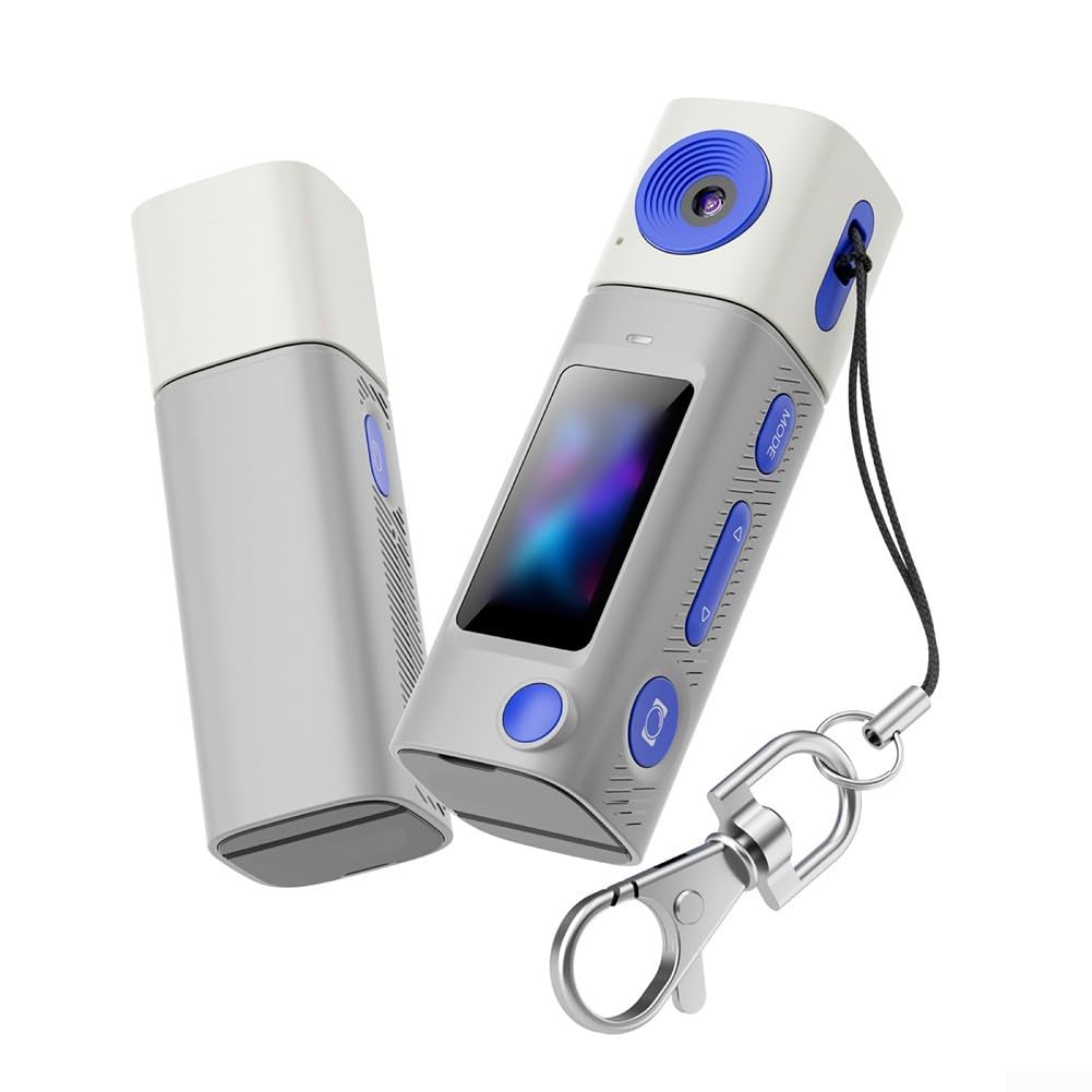 2K 1080HD per mini fotocamera portachiavi, action camera portatile con obiettivo rotante a 270°, regalo premuroso per ragazzi, ragazze, adulti, principianti (grigio)