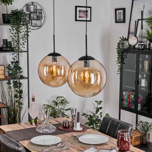 Suspension Gastor en verre ambré rétro à double éclairage pour un style vintage réussi