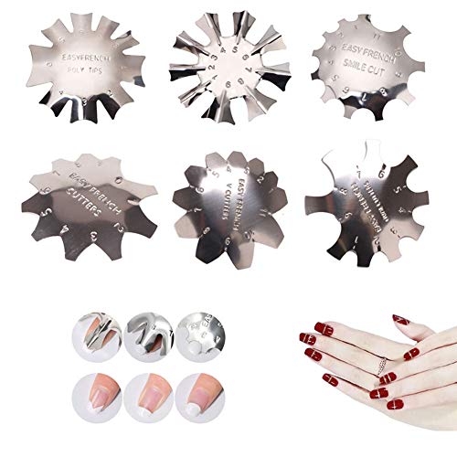 6Pcs Nail Art Manicure Edge Trimmer, Easy French Smile Line Cutter Nail Art