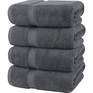 Utopia Towels – 4 Piece Bath Towels Set (69 x 137 CM) – Premium 100% Ring Spun Cotton – Quick Dry, Highly Absorbent, Soft Feel Towels, Perfect for Daily Use (Grey)
