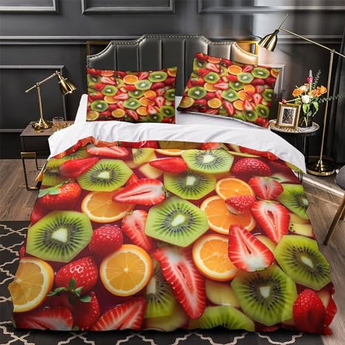 Funda nórdica de microfibra suave 3D con fruta arancione King 4