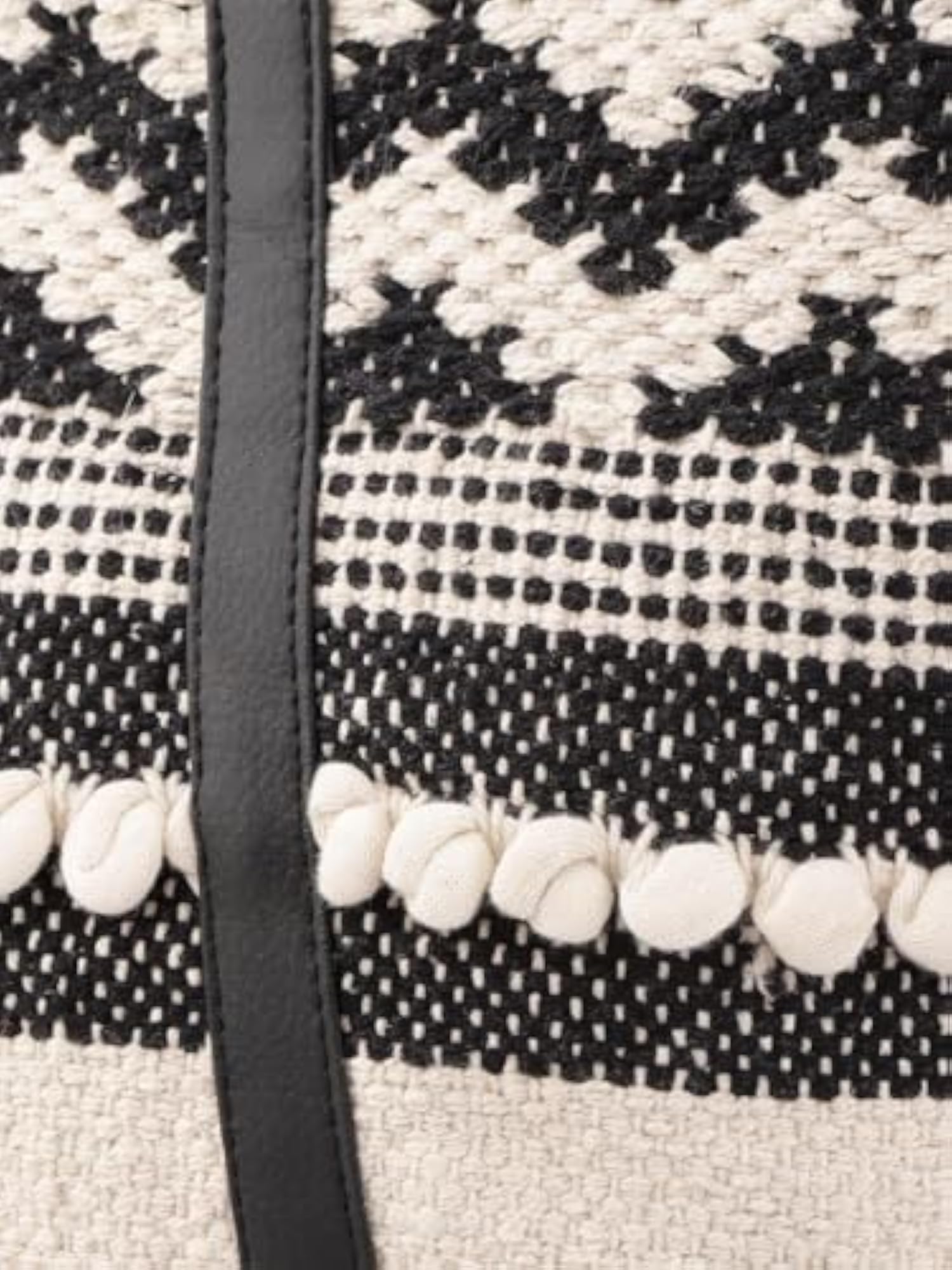 Bohemian Style Tote Bag with Tassel, Black and White Patterns