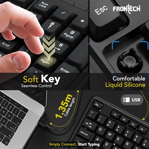 FRONTECH Wired Keyboard and Mouse Combo | Membrane Keys with Retractable Stands | USB Plug & Play | Ergonomic & Comfortable Design | 1 Year... - Image 6