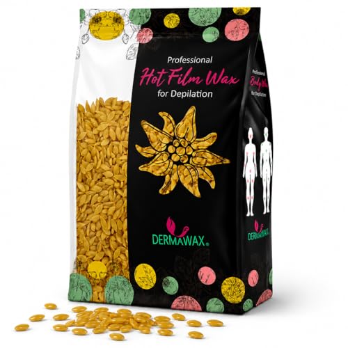 Hot Wax Beads for Hair Removal Natural Stripless Film Formula with Coconut Oil for Full Body Use Face Legs Armpits Bikini Line Professional Quality for Women and Men Dermawax Made in Italy 1kg