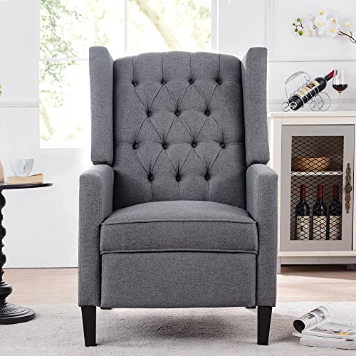 Sillón reclinable tapizado gris con respaldo ajustable miniatura 5