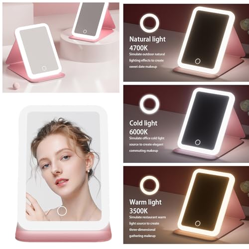 Miroir de voyage avec lumière, le miroir de vanité de table idéal pour filles - 7